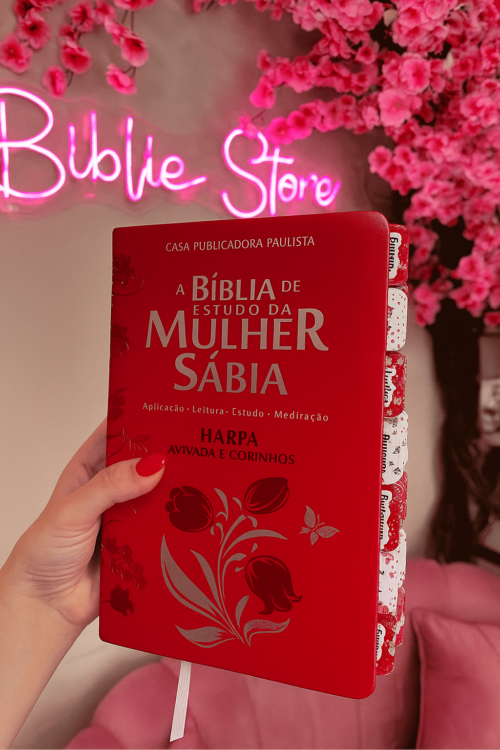 Bíblia de Estudo da Mulher Sábia | Com Harpa Avivada + Abas | Letras Jumbo