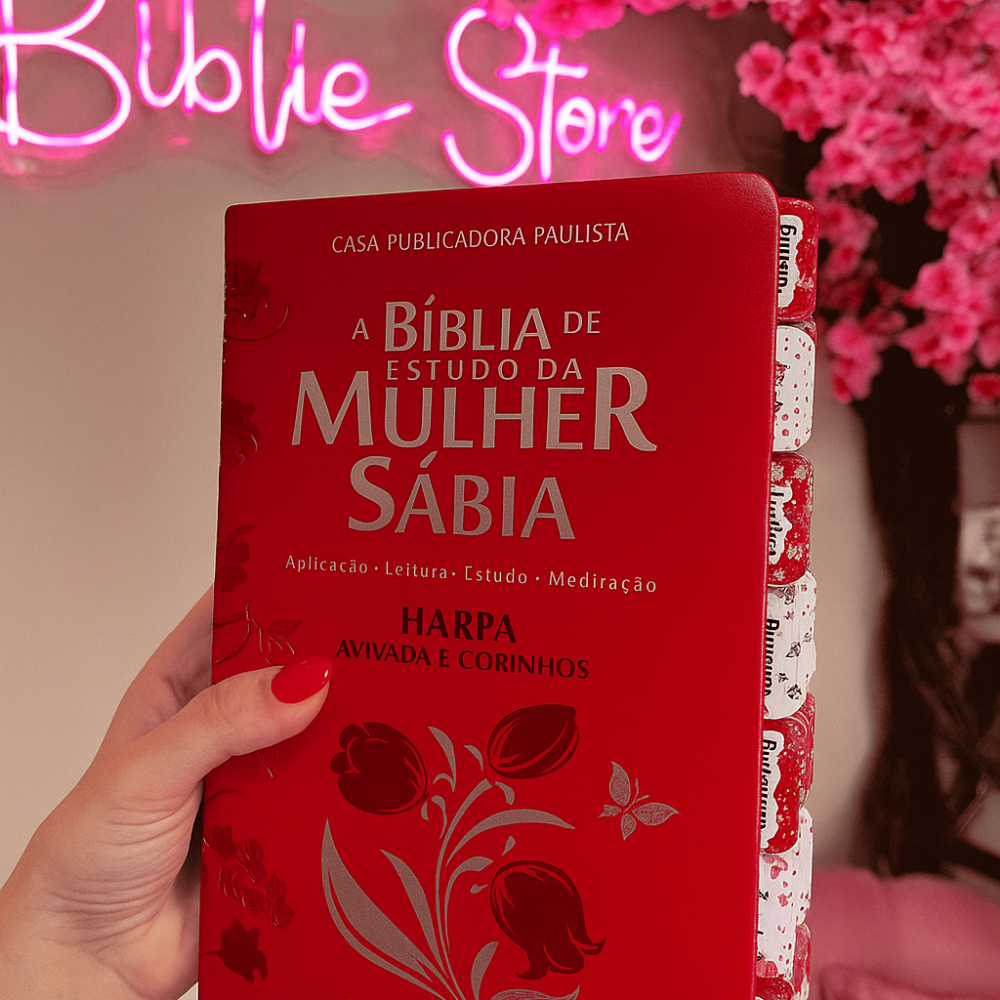 Bíblia de Estudo da Mulher Sábia | Com Harpa Avivada + Abas | Letras Jumbo