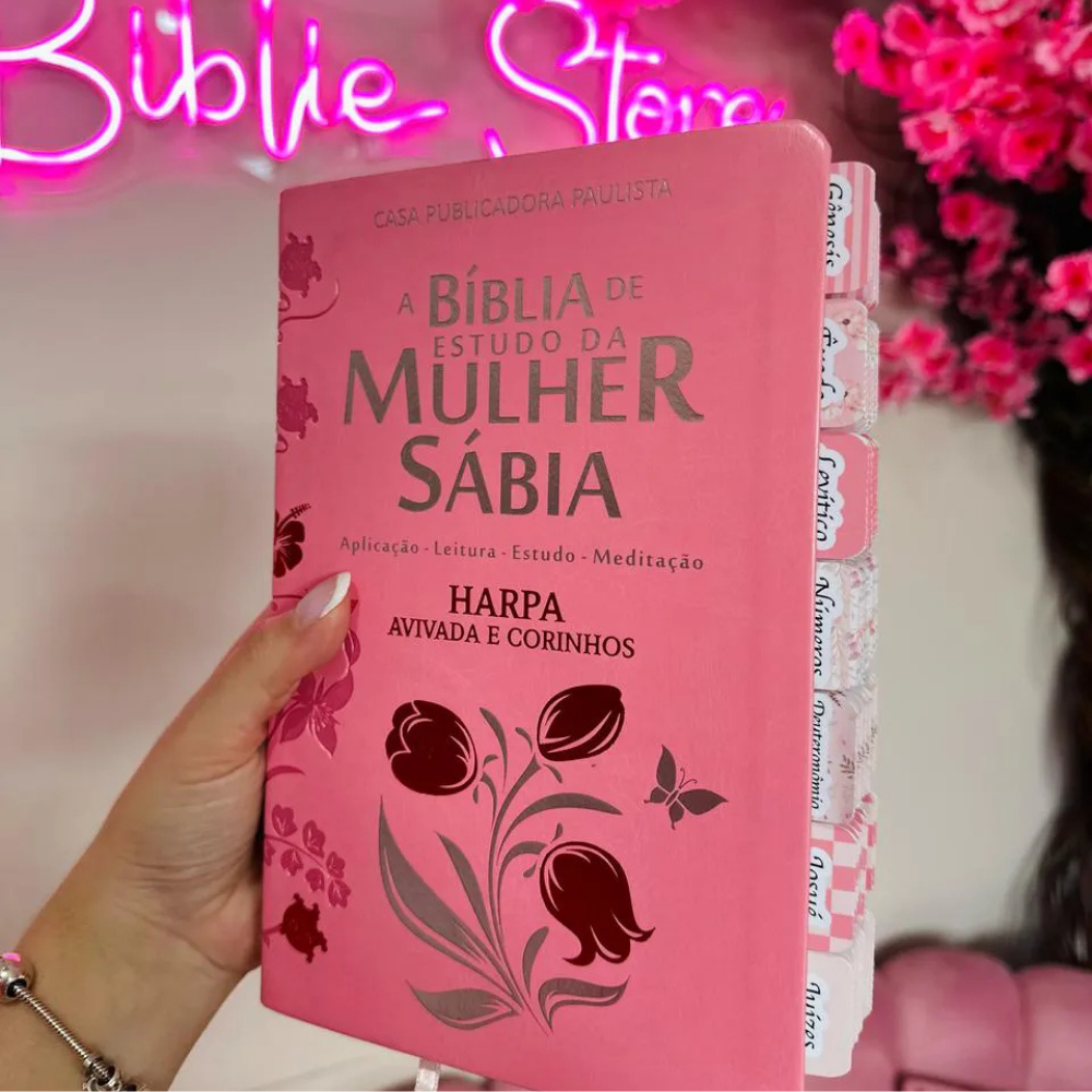 Bíblia de Estudo da Mulher Sábia | Com Harpa Avivada + Abas | Letras Jumbo